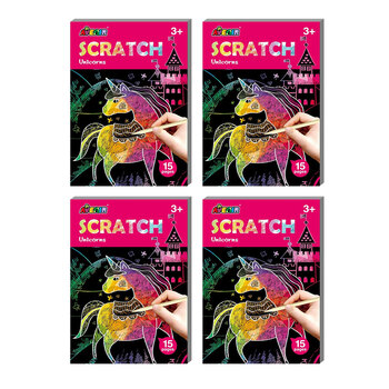 4PK Avenir Mini Scratch Book Unicorns Activity Fun Toy 3y+