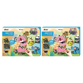 2PK Avenir Scratch Art/Craft Joint Puppets Forest Animals 5y+