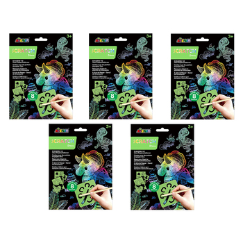 5PK Avenir Scratch & Stencil Dinos Kids/Children Art 3y+