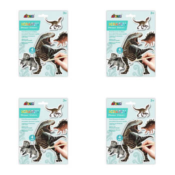 4PK Avenir Scratch Stickers Art & Craft Toys 17x23cm - Dinosaur 3y+