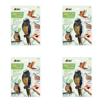 4PK Avenir Scratch Stickers Art & Craft Toys 17x23cm - Bird  3y+