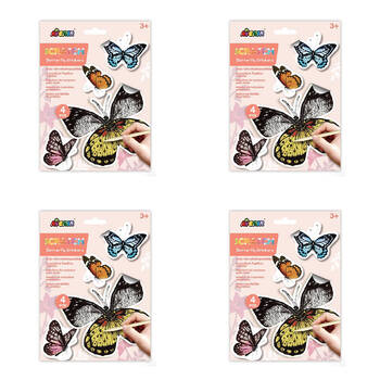 4PK Avenir Scratch Stickers Art & Craft Toys 17x23cm - Butterfly 3y+
