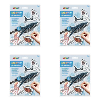 4PK Avenir Scratch Stickers Art & Craft Toys 17x23cm - Sea Animals 3y+