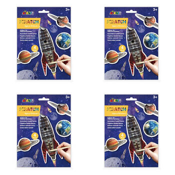 4x 4pc Avenir Scratch Stickers DIY Scratch Art - Space 3y+