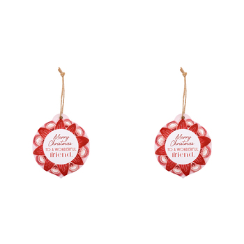 2PK Splosh Christmas Friend Ceramic/Ribbon Keepsake 15.5cm Red