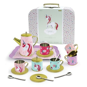 Kaper Kidz Deluxe Unicorn Tin Tea Set In Suitcase 18Pcs