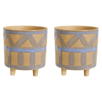 2PK LVD Ceramic Planter Terra Denim Lrg Home Decor 20.5x21.5cm
