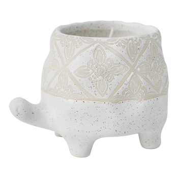LVD Ceramic 12cm Scented Tealight Candle Turtle Aztec - White