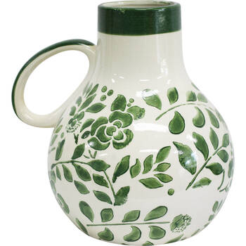 LVD Extra Large Flora Juniper Ceramic Decorative Urn 26x27cm White/Green