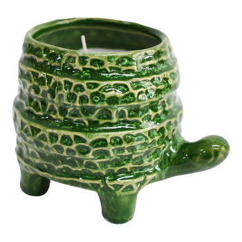 LVD Ceramic 12cm Scented Tealight Candle Turtle Barnacle Juniper - Green