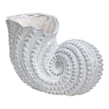 LVD Trumpet Shell 18cm Stoneware Ceramic Vase/Planter - Rustic White