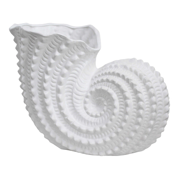 LVD Giant Trumpet Shell Stoneware Ceramic 39.5cm Vase/Planter - White