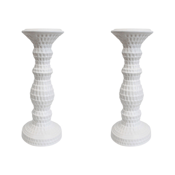 2PK LVD Stoneware Ceramic Cape Cod 31cm Candle Holder - White