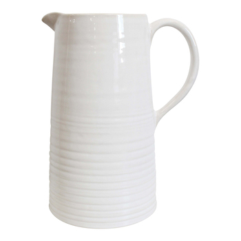 LVD Grande Stoneware Ceramic 30cm Jug Pitcher/Decorative Vase - White