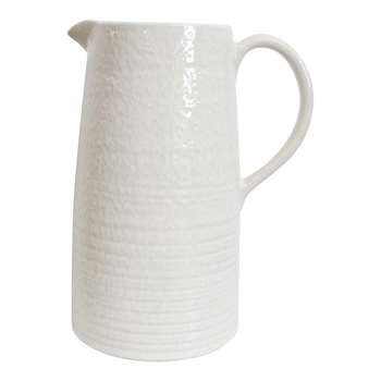 LVD Grande Stoneware Ceramic 30cm Jug Pitcher/Decorative Vase XL - Rustic White