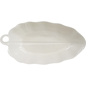 LVD Ceramic Banana Leaf Bowl Home Decor 40cm - Rustic Ivory