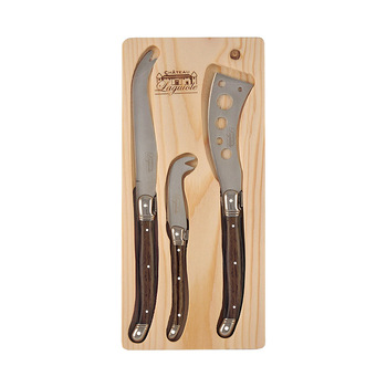 3pc Chateau Laguiole Stainless Steel Cheese Knife Set - Wooden