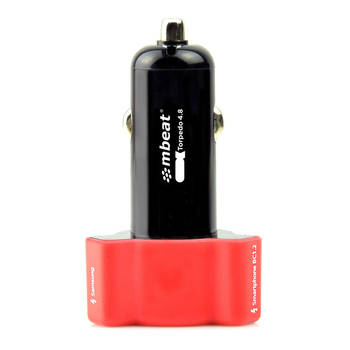 mbeat Triple Port Rapid Car Charger Red