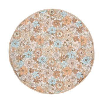 Linen House Kids 200GSM Flower Garden Reversible Play Mat Round Cotton 120cm