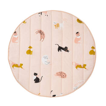 Linen House Kids 200GSM Cats n Bows Reversible Play Mat Round Cotton 120cm