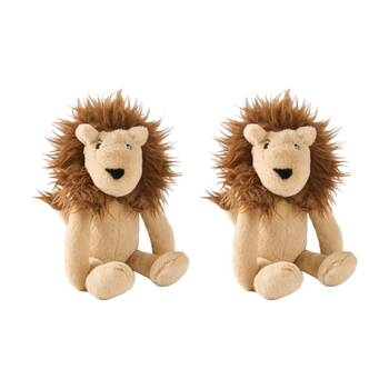 2PK Linen House Kids Lenny Lion Novelty Cushion Soft Plush Toy Teddy