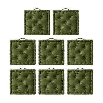 8PK CDSI Essential Box Cushion Solid Recycled Cotton Polyester Olive 40x40x8cm