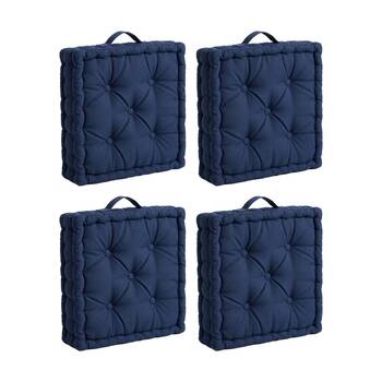 4PK CDSI Essential Box Cushion Solid Recycled Cotton Polyester Blue 40x40x8cm