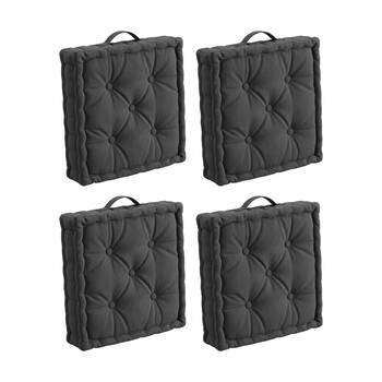 4PK CDSI Essential Box Cushion Solid Recycled Cotton Polyester Grey 40x40x8cm