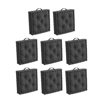8PK CDSI Essential Box Cushion Solid Recycled Cotton Polyester Grey 40x40x8cm