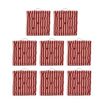 8PK CDSI Essential Box Cushion Stripe Recycled Cotton Polyester Red 40x40x8cm