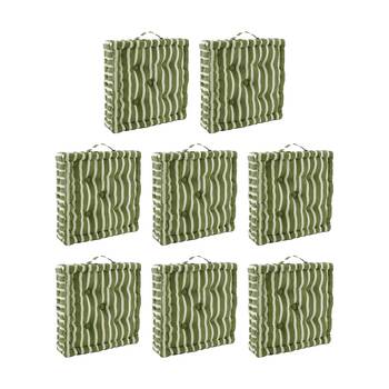 8PK CDSI Essential Box Cushion Stripe Recycled Cotton Polyester Olive 40x40x8cm