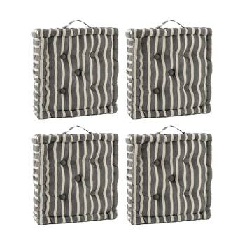 4PK CDSI Essential Box Cushion Stripe Recycled Cotton Polyester Grey 40x40x8cm