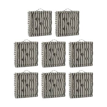 8PK CDSI Essential Box Cushion Stripe Recycled Cotton Polyester Grey 40x40x8cm