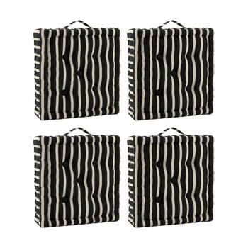 4PK CDSI Essential Box Cushion Stripe Recycled Cotton Polyester Black 40x40x8cm