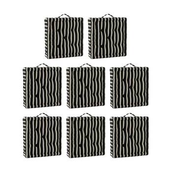 8PK CDSI Essential Box Cushion Stripe Recycled Cotton Polyester Black 40x40x8cm