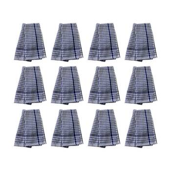 12x2pc CDSI Essential Terry Towel Check Cotton Durable Absorbent Blue 45x65cm