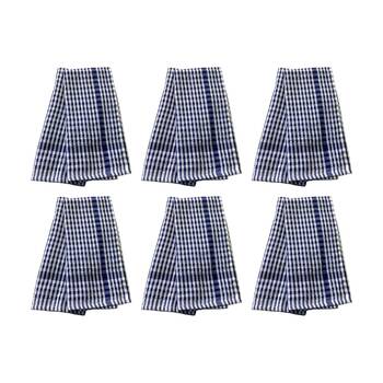 6x2pc CDSI Essential Terry Towel Check Cotton Durable Absorbent Blue 45x65cm