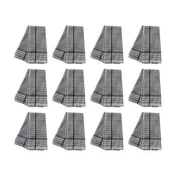 12x2pc CDSI Essential Terry Towel Check Cotton Durable Absorbent Grey 45x65cm