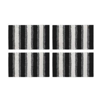 4PK CDSI Lunasoft Tufted Stripe Bathmat Recycled Cotton Charcoal Grey 50x80cm