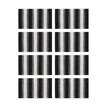 8PK CDSI Lunasoft Tufted Stripe Bathmat Recycled Cotton Charcoal Grey 50x80cm