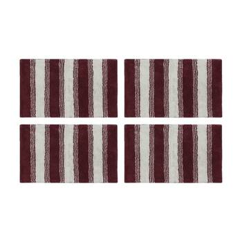 4PK CDSI Lunasoft Tufted Stripe Bathmat Recycled Cotton Dusky Rose 50x80cm