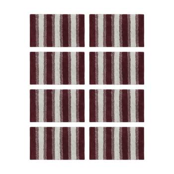 8PK CDSI Lunasoft Tufted Stripe Bathmat Recycled Cotton Dusky Rose 50x80cm