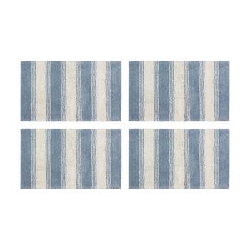 4PK CDSI Lunasoft Tufted Stripe Bathmat Recycled Cotton Dusty Blue 50x80cm