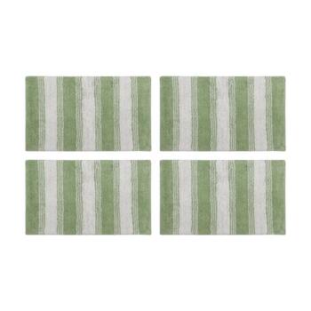 4PK CDSI Lunasoft Tufted Stripe Bathmat Recycled Cotton Sage Green 50x80cm
