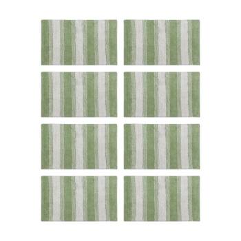 8PK CDSI Lunasoft Tufted Stripe Bathmat Recycled Cotton Sage Green 50x80cm