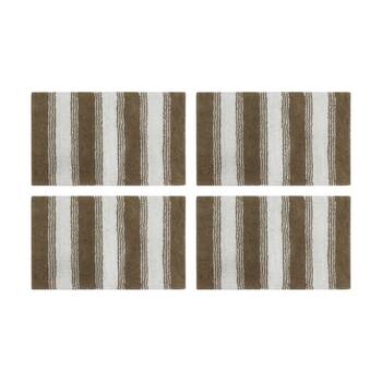 4PK CDSI Lunasoft Tufted Stripe Bathmat Recycled Cotton Sandstone 50x80cm