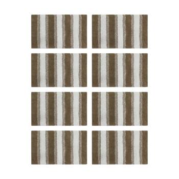 8PK CDSI Lunasoft Tufted Stripe Bathmat Recycled Cotton Sandstone 50x80cm