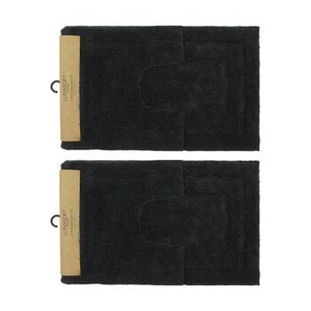 2x2pc CDSI Lunasoft Tufted Bathset Cotton Set Charcoal Grey 50x80cm & 50x50cm