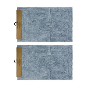 2x2pc CDSI Lunasoft Tufted Bathset Cotton Set Dusty Blue 50x80cm & 50x50cm