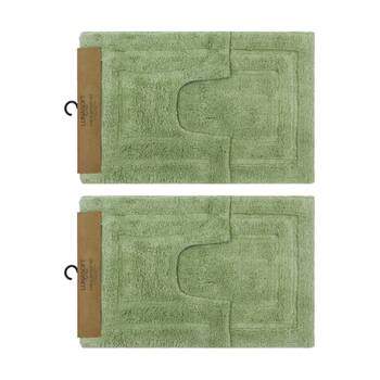 2x2pc CDSI Lunasoft Tufted Bathset Cotton Set Sage Green 50x80cm & 50x50cm